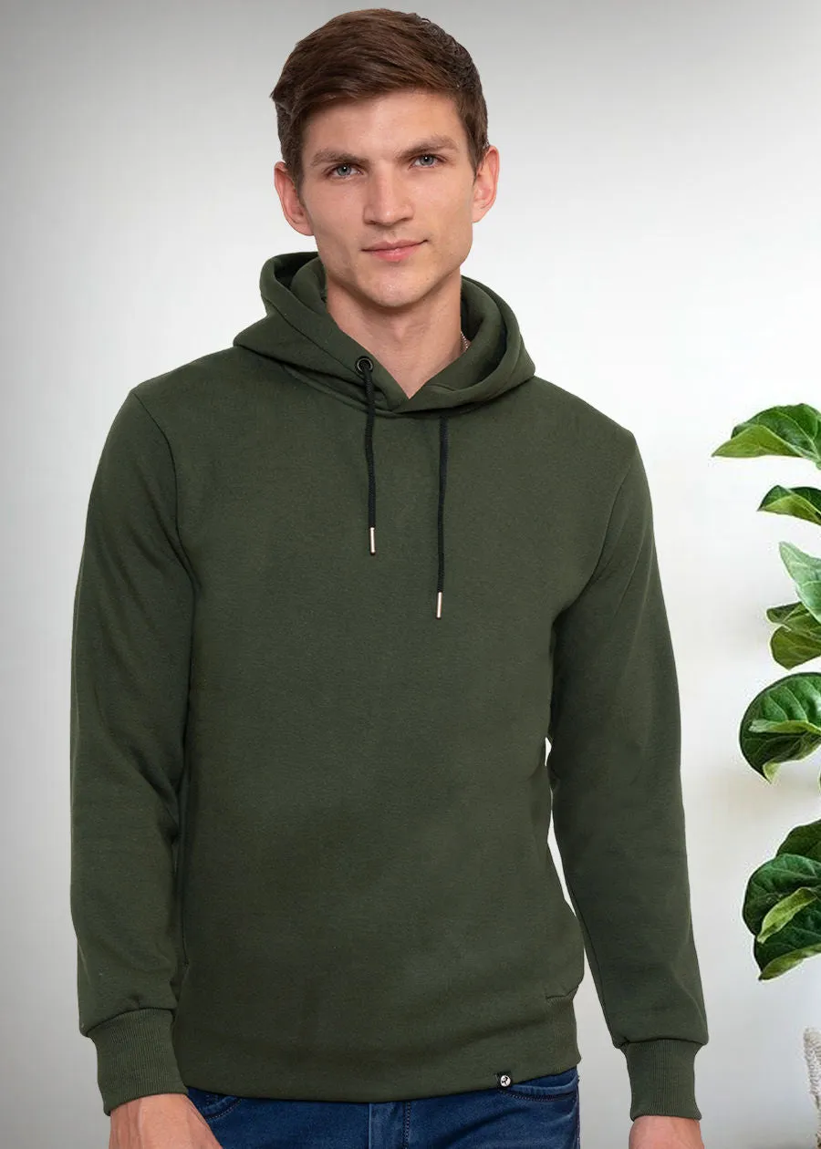 The Beatles Printed Men Fleece Hoodie Sweatshirt: Forest Green