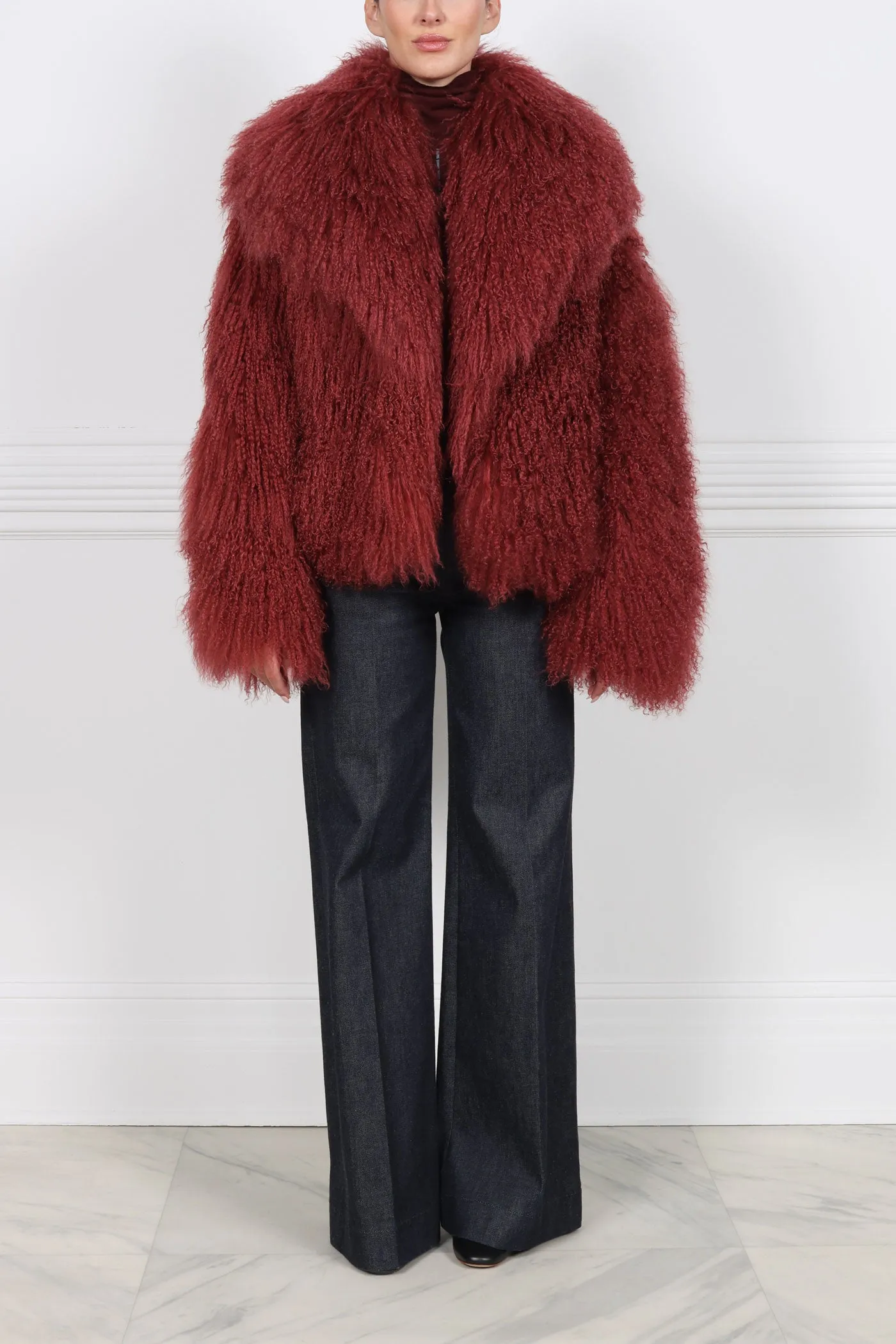 The Brynn Shearling Jacket in Red