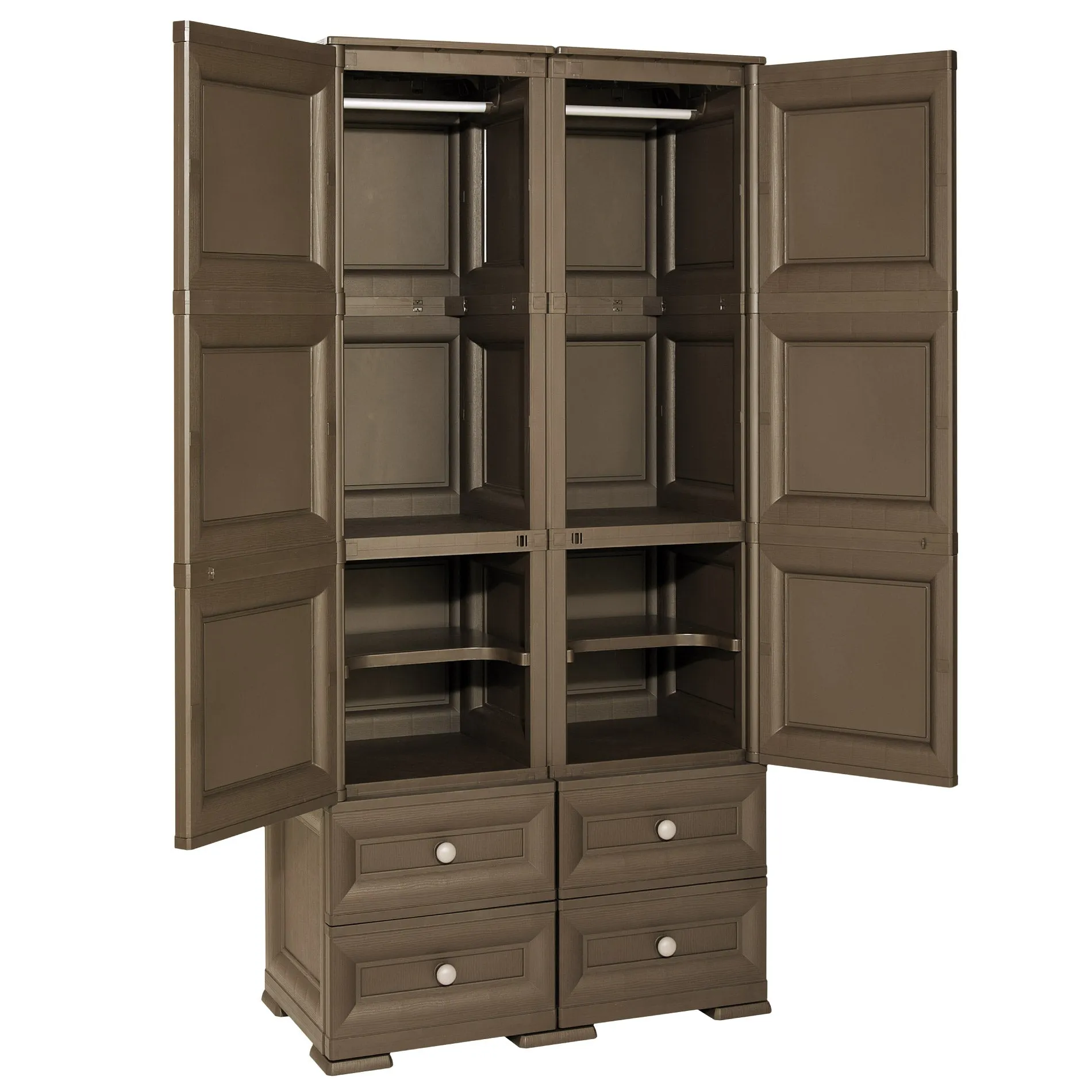 Tonterelli Tall Wardrobe with 4 Drawers Brown