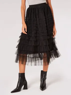 TULLE LAYERED MIDI SKIRT