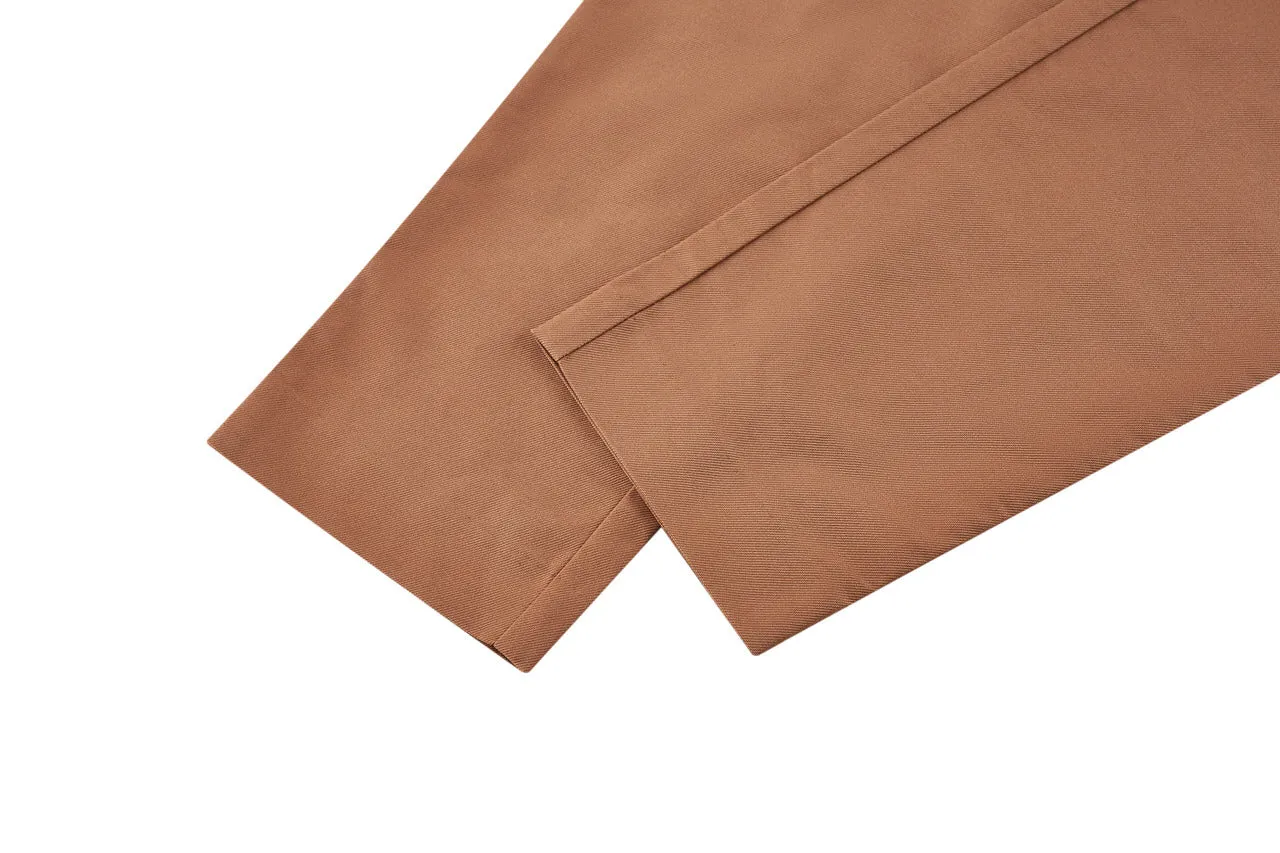 Twill Cotton High Waist Cigarette Pants