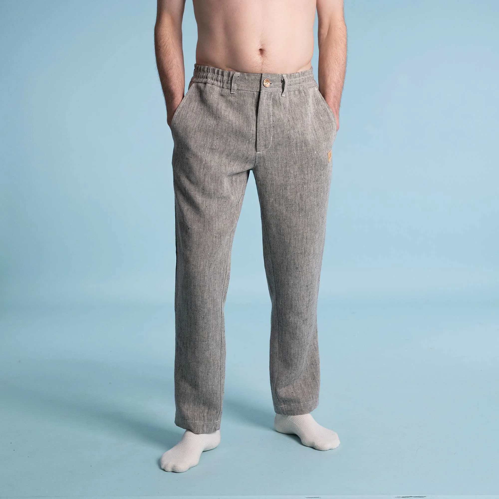 VENTURA Flex-Waist 100% Organic Linen Jogger Pants (Unisex) (OC Thread, Organic Elastic, Nut Buttons, YKK Zippers) (Biodegradable)