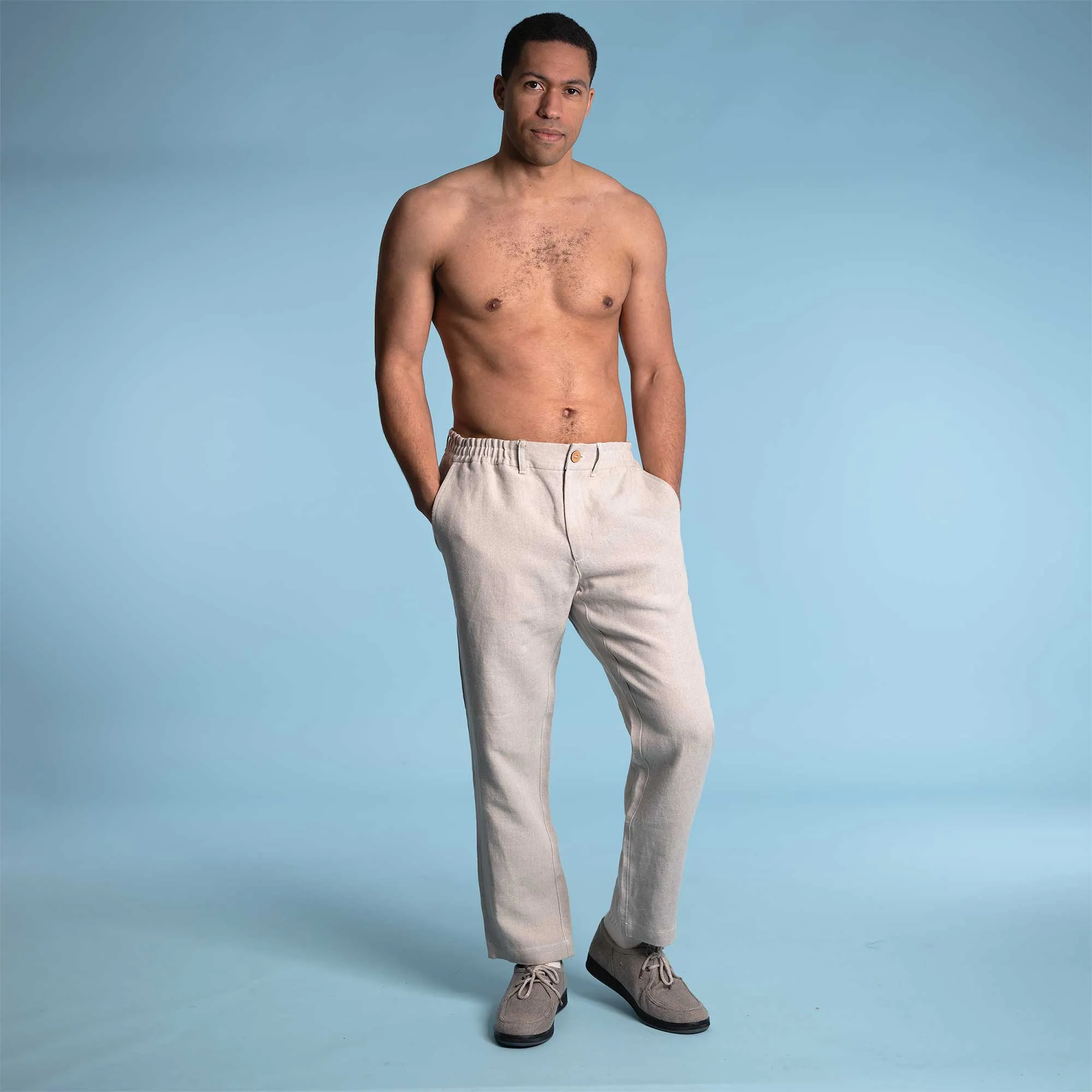 VENTURA Flex-Waist 100% Organic Linen Jogger Pants (Unisex) (OC Thread, Organic Elastic, Nut Buttons, YKK Zippers) (Biodegradable)