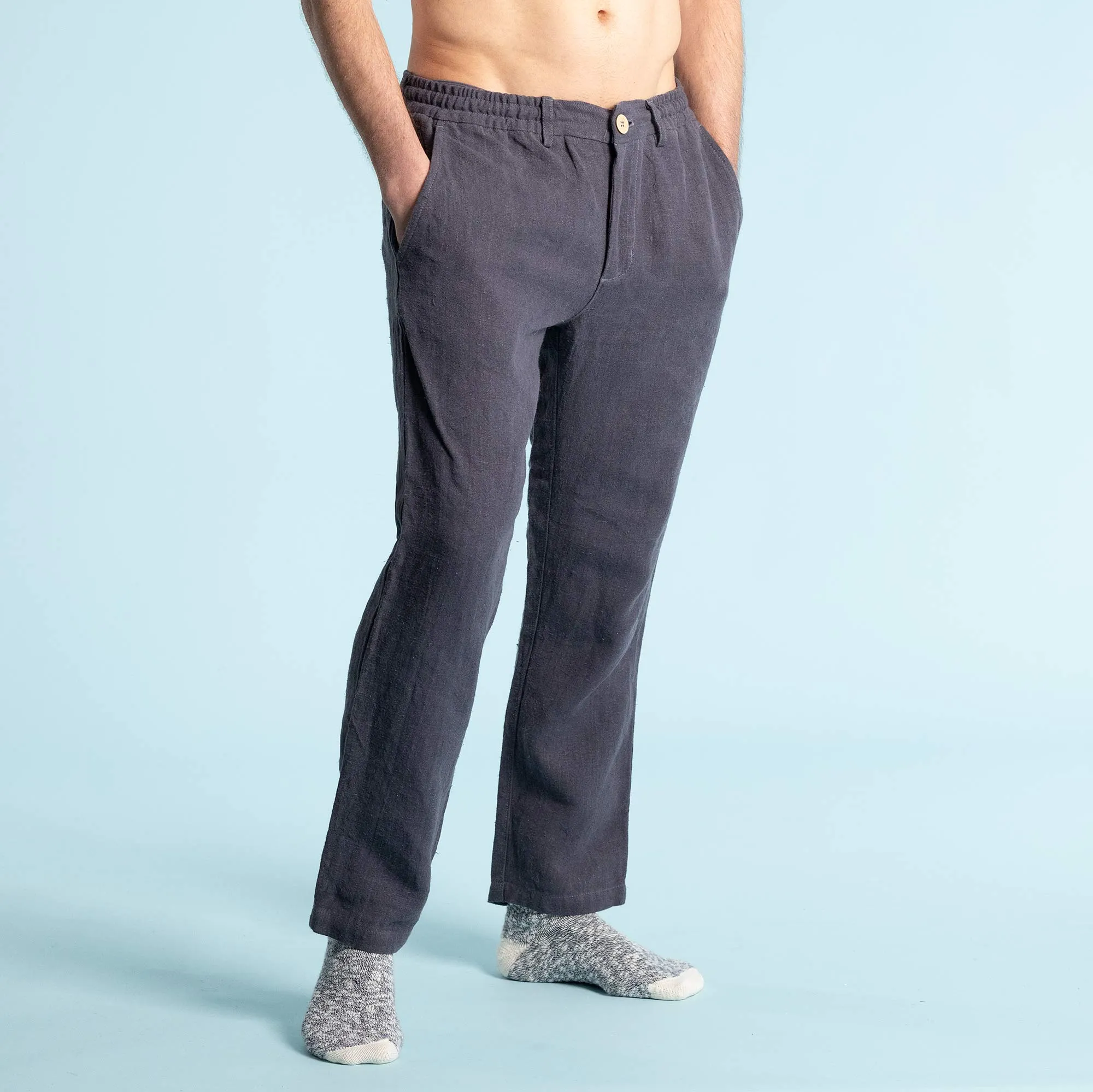 VENTURA Flex-Waist 100% Organic Linen Jogger Pants (Unisex) (OC Thread, Organic Elastic, Nut Buttons, YKK Zippers) (Biodegradable)