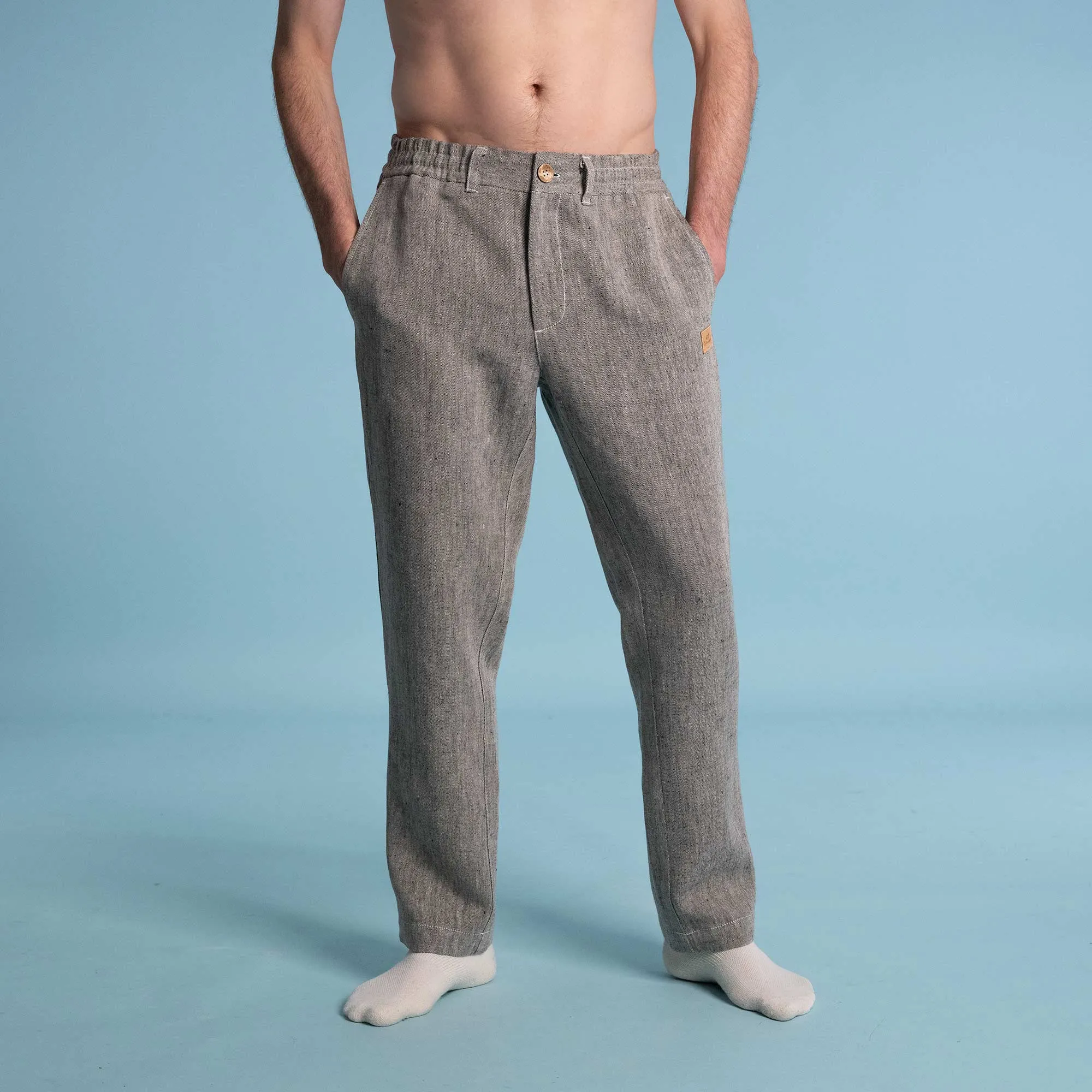 VENTURA Flex-Waist 100% Organic Linen Jogger Pants (Unisex) (OC Thread, Organic Elastic, Nut Buttons, YKK Zippers) (Biodegradable)