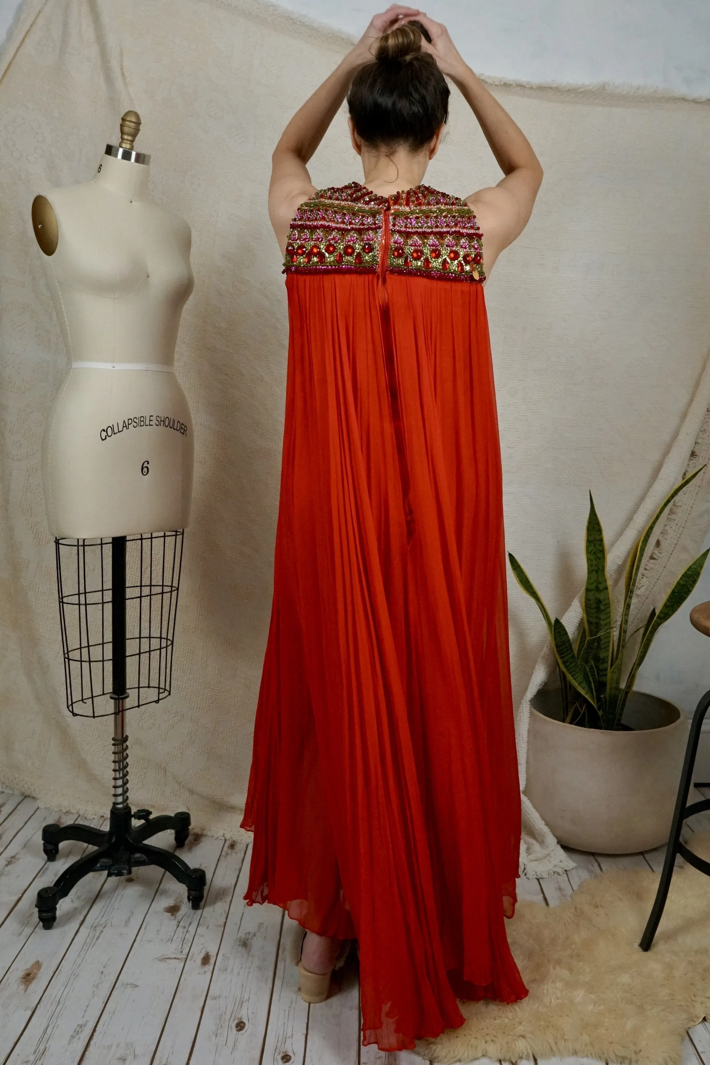 Vintage Red Silk Goddess Dress