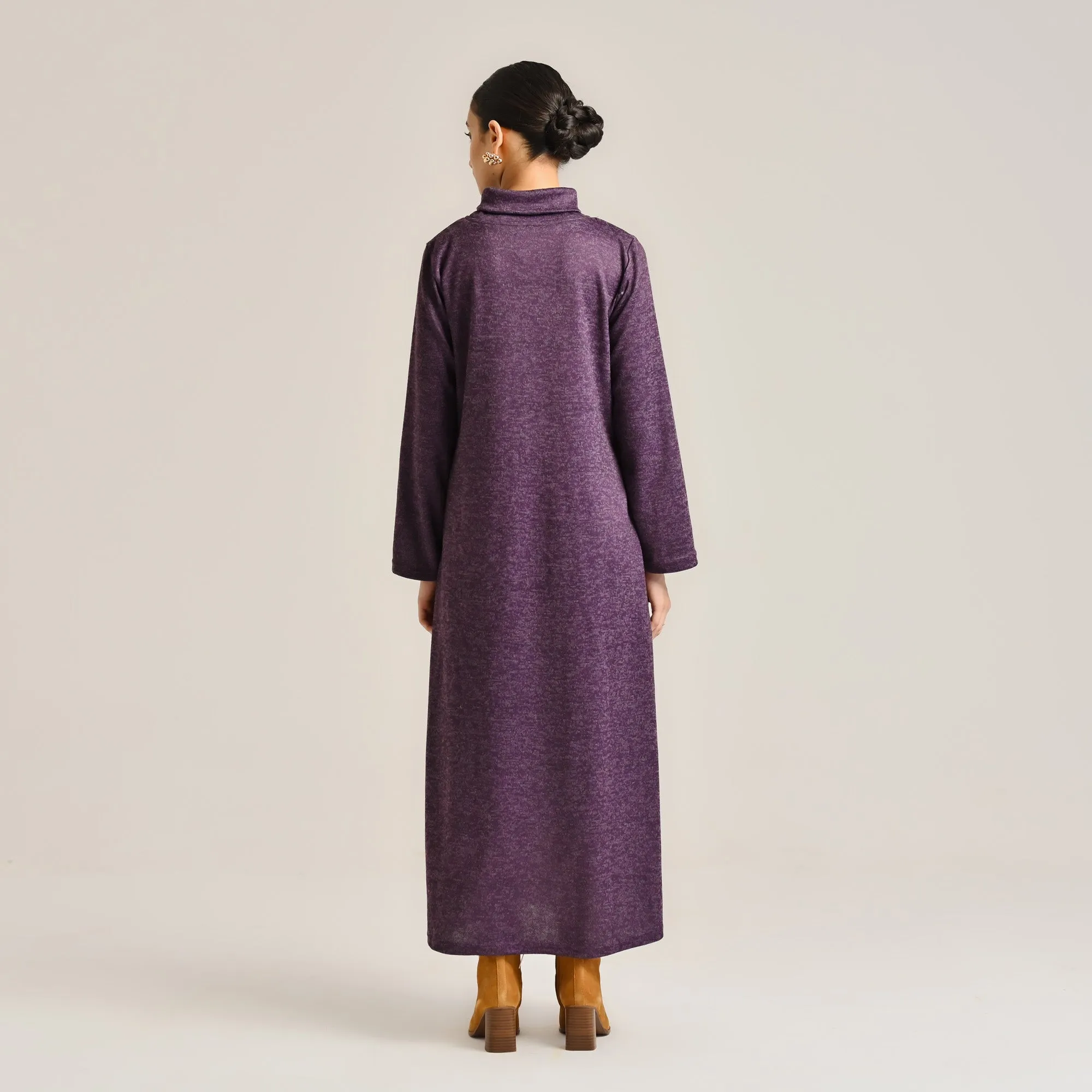 Violet Sunflower Statement Woollen Winter Dress