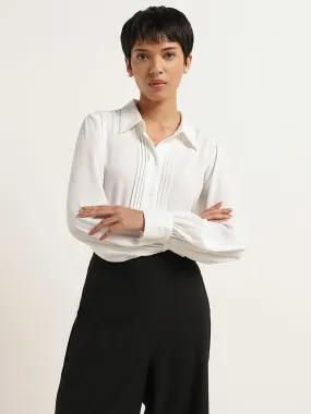 Wardrobe White Pin-Tuck Shirt