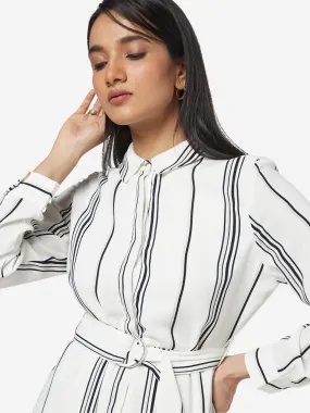 Wardrobe White Striped Shirtdress With Belt