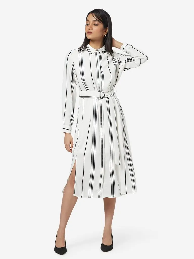 Wardrobe White Striped Shirtdress With Belt