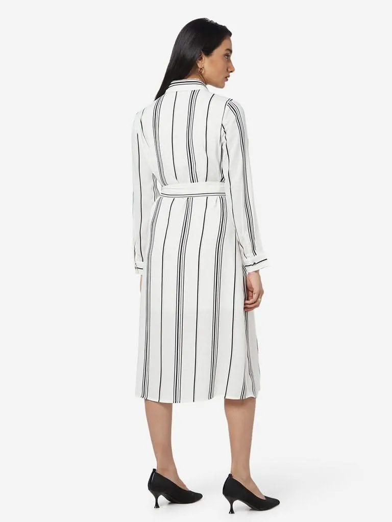 Wardrobe White Striped Shirtdress With Belt