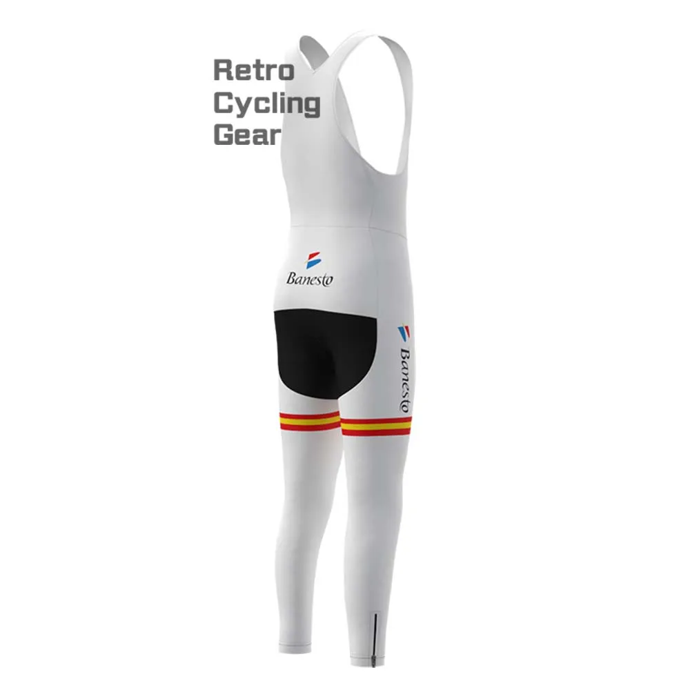 White Banesto Fleece Retro Cycling Bib Pants