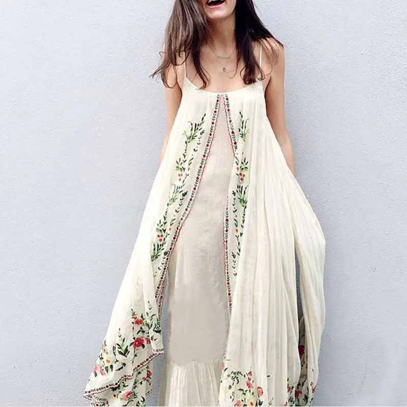 White embroidered maxi dress