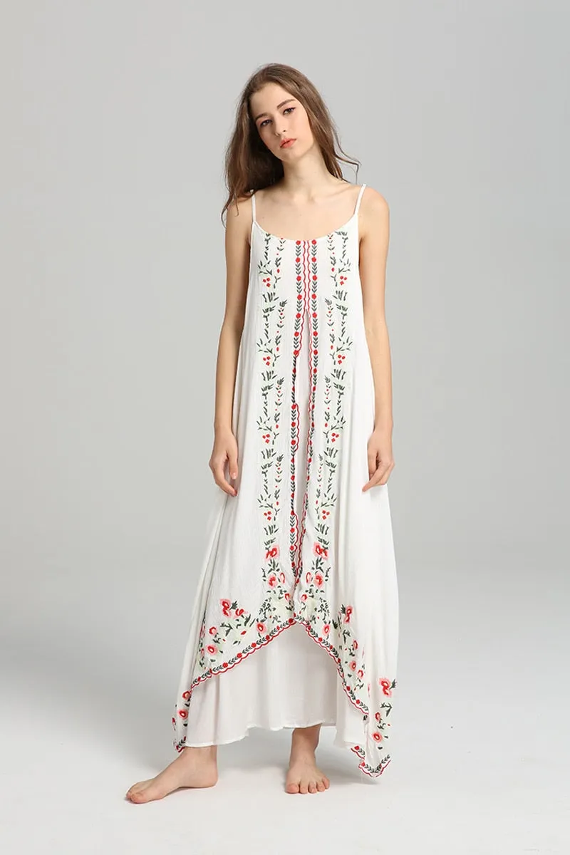 White embroidered maxi dress