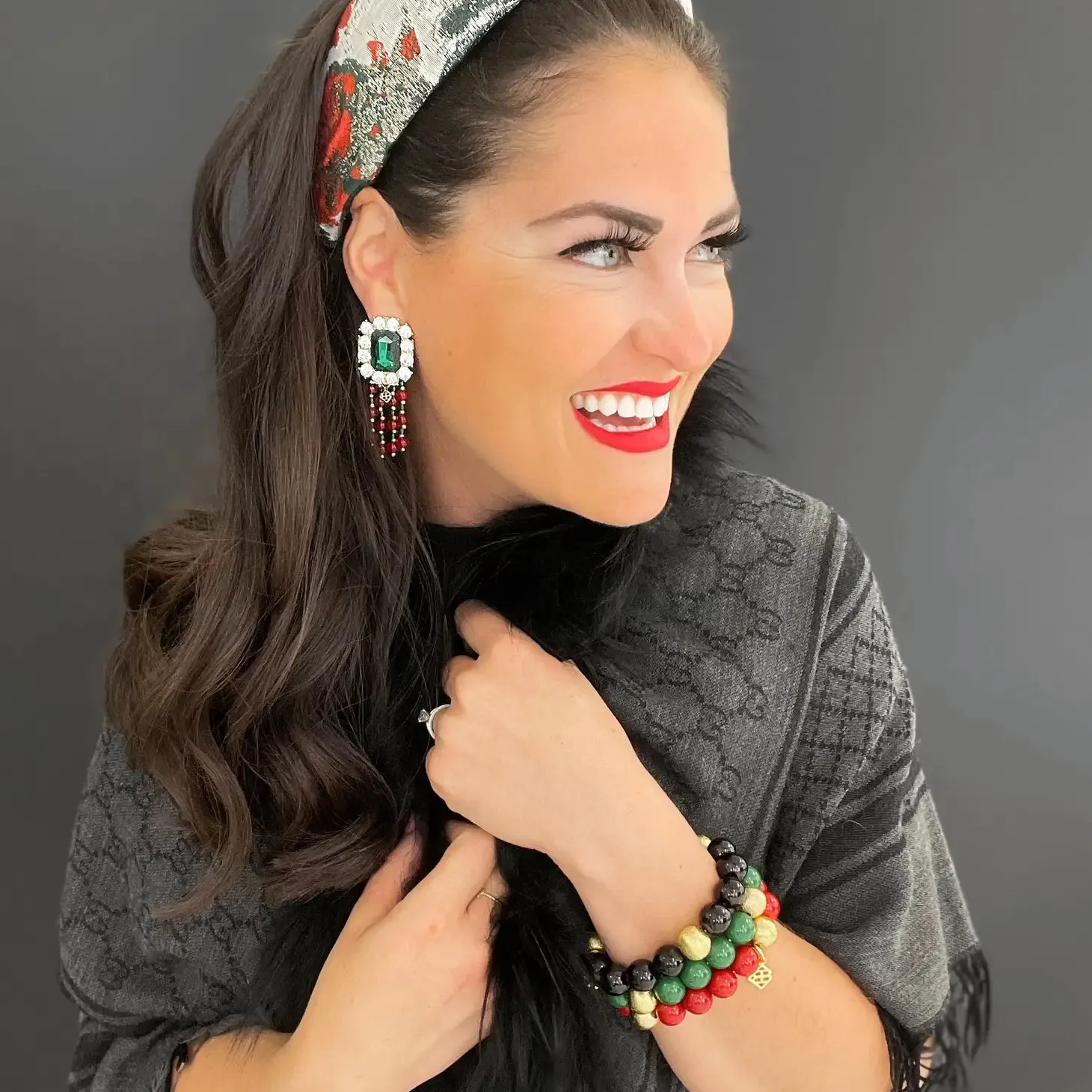 Winter Poinsettia Brocade Headband