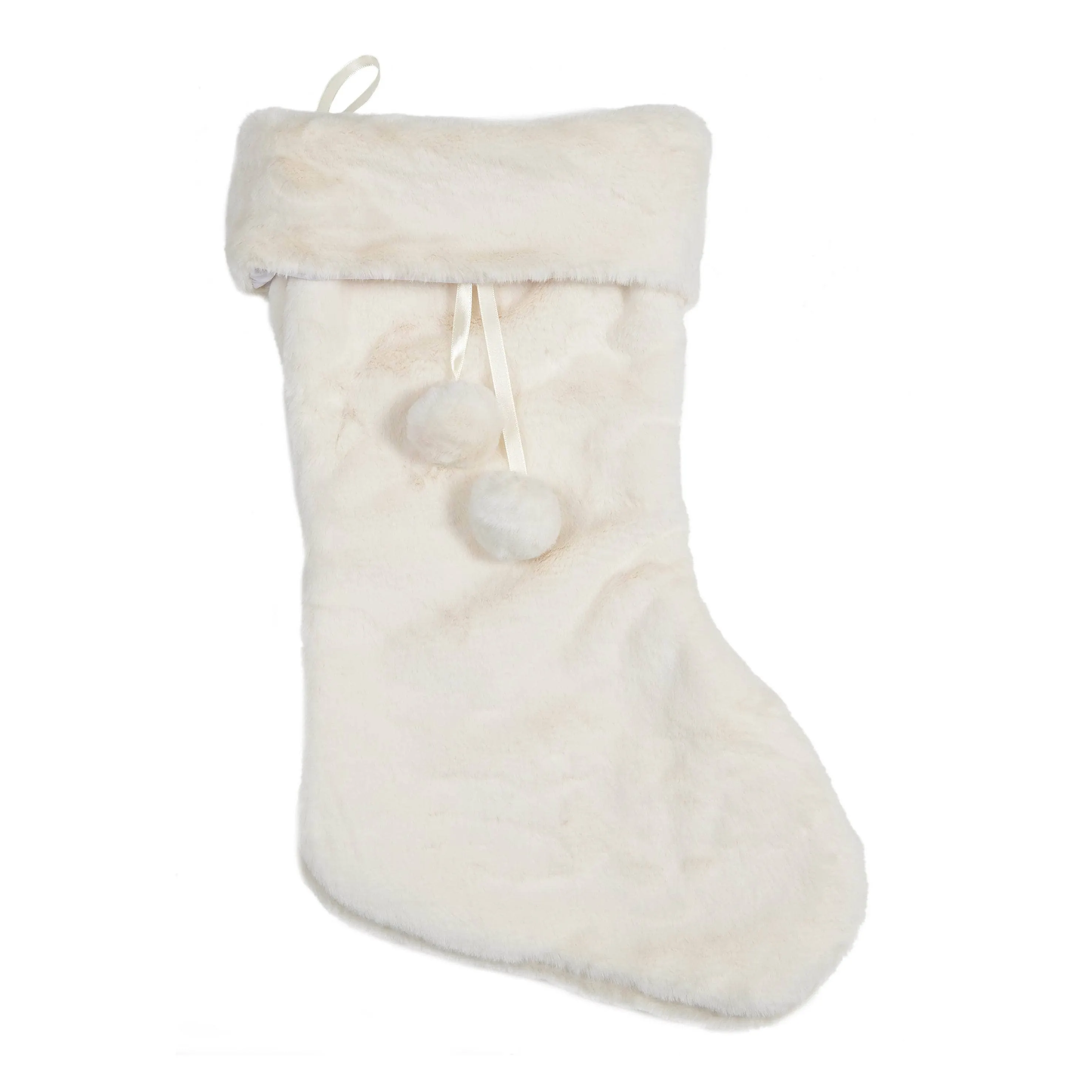 Winter White Pom Pom Stocking - 60cm