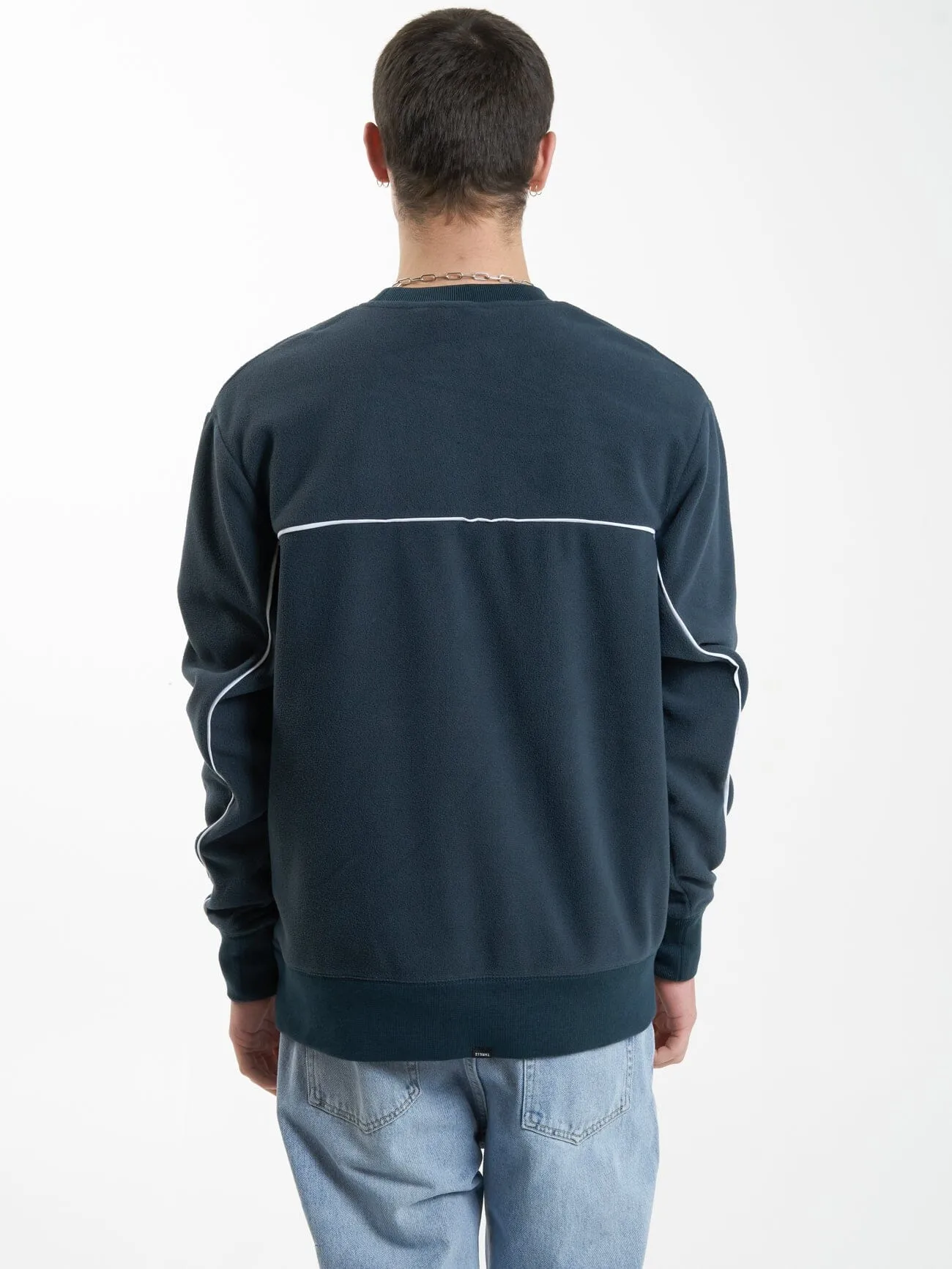 Wisdom Oversize Polar Fleece Crew - Petrol