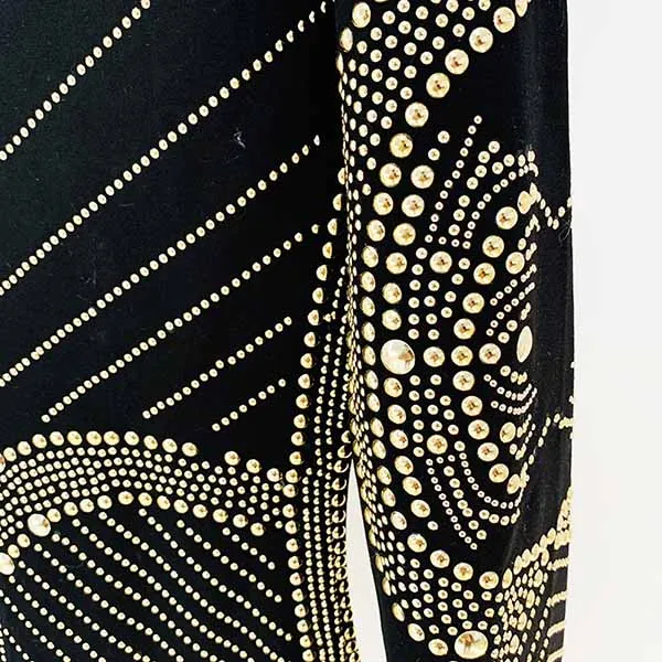 Women Long Sleeve Metal Sheet Bodycon Dress Rhinestone Minidress