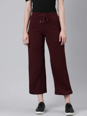 Women Maroon Solid Trouser