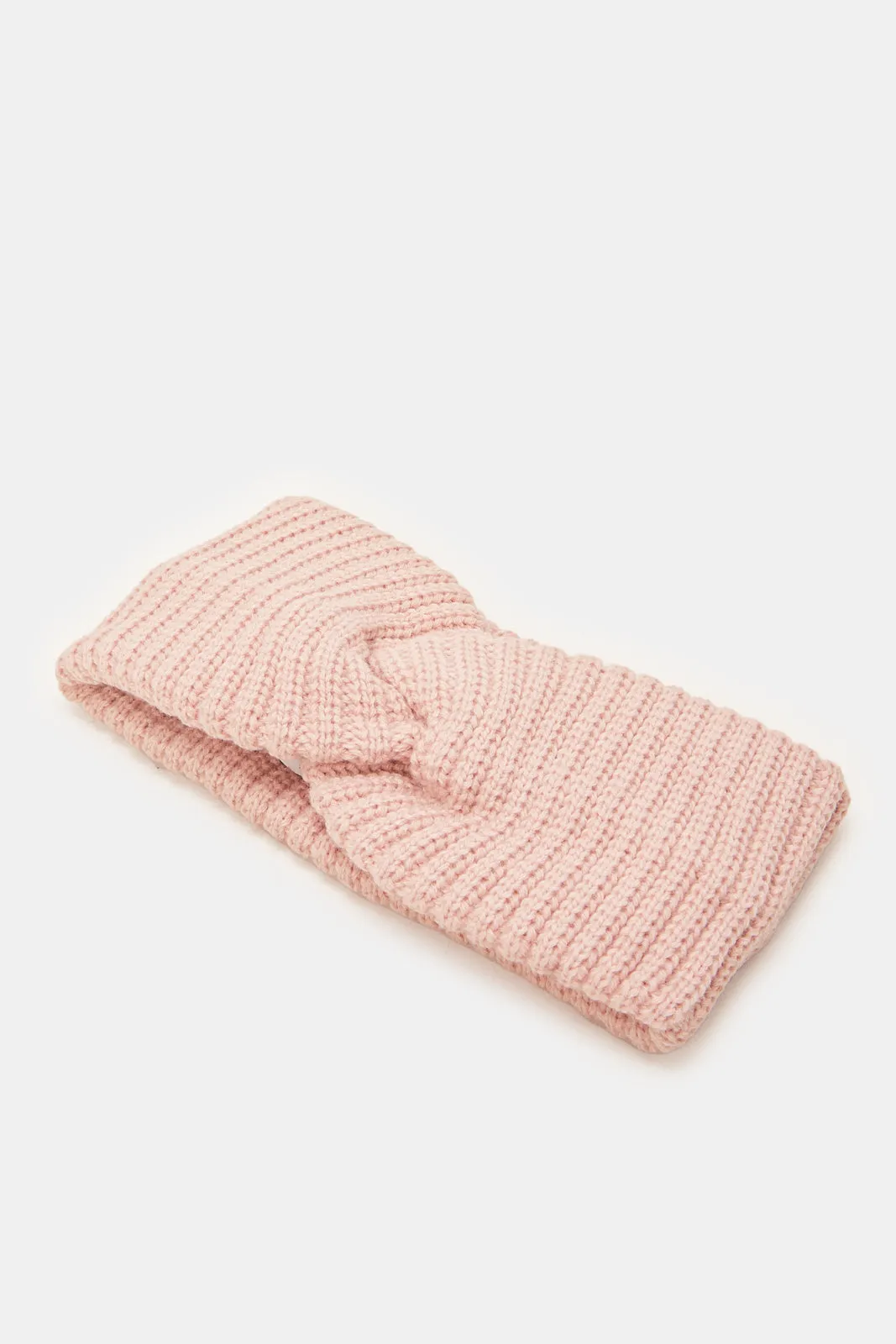 Women Pink And White Embellished Head Warmer Set (Pack Of 2)