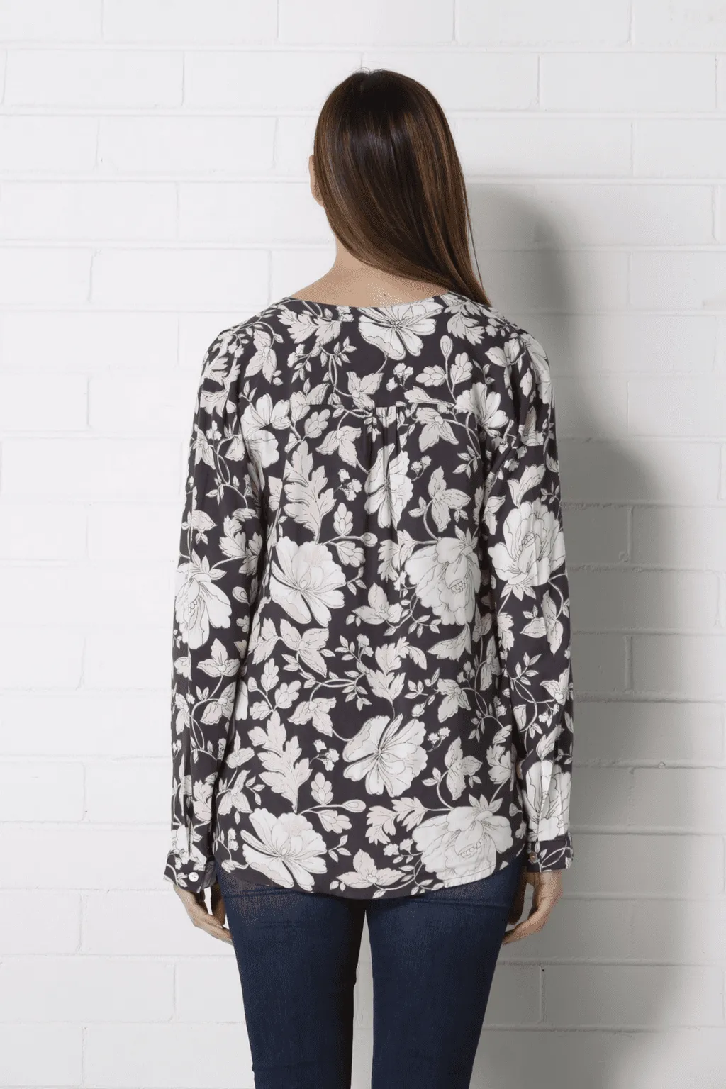 Women Top - Grey Print BETTINA Kaja