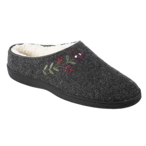 Women's Acorn | Floral Hoodback Embroidered Slipper | Charcoal