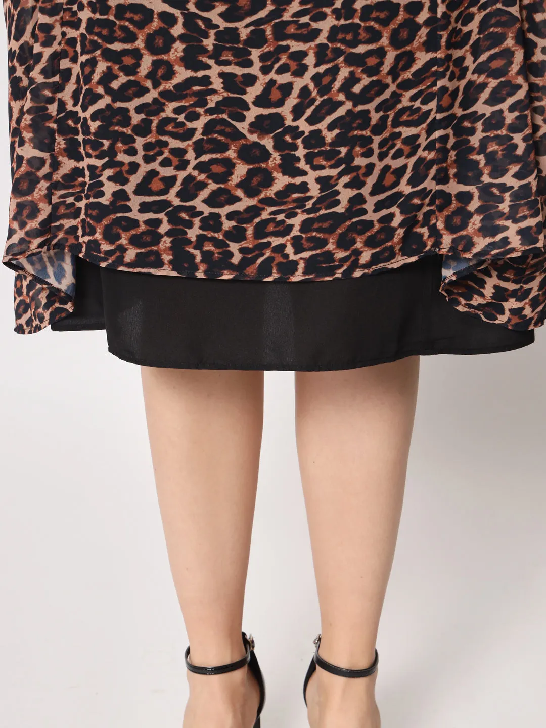 Women's Animal Print Georgette Midi Dress