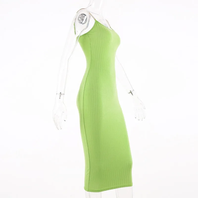 Women's Casual Ribbed Sleeveless Elastic Dress