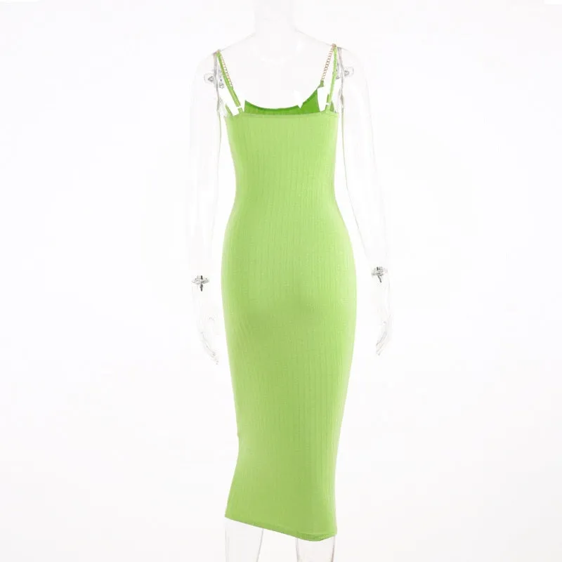 Women's Casual Ribbed Sleeveless Elastic Dress