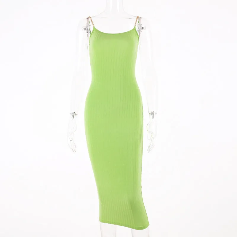 Women's Casual Ribbed Sleeveless Elastic Dress