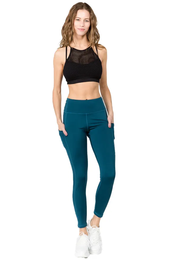 Women's High-Waist Leggings, Workout, Yoga, Running Pants with Pockets, Ankle-Length Activewear