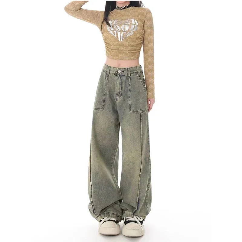 Women's High Waist Vintage Baggy Denim Pants