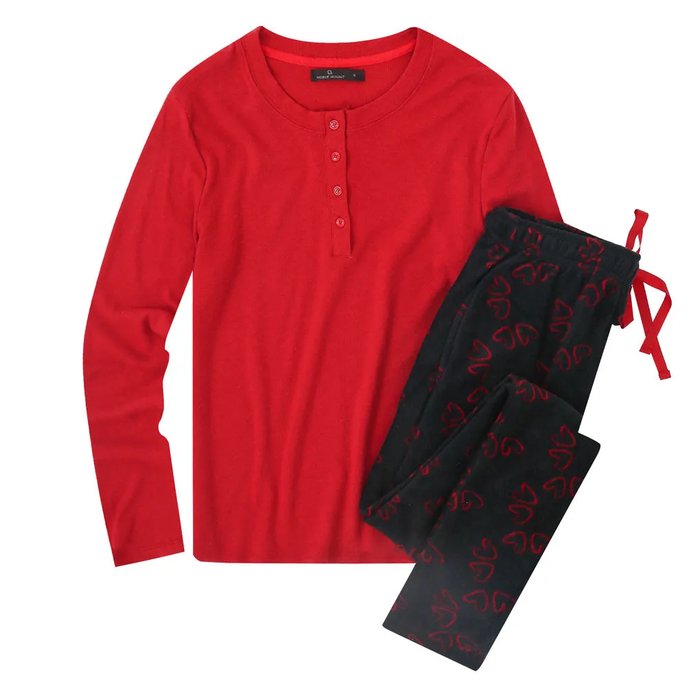 Womens Microfleece Lounge Set With Tapered Pants