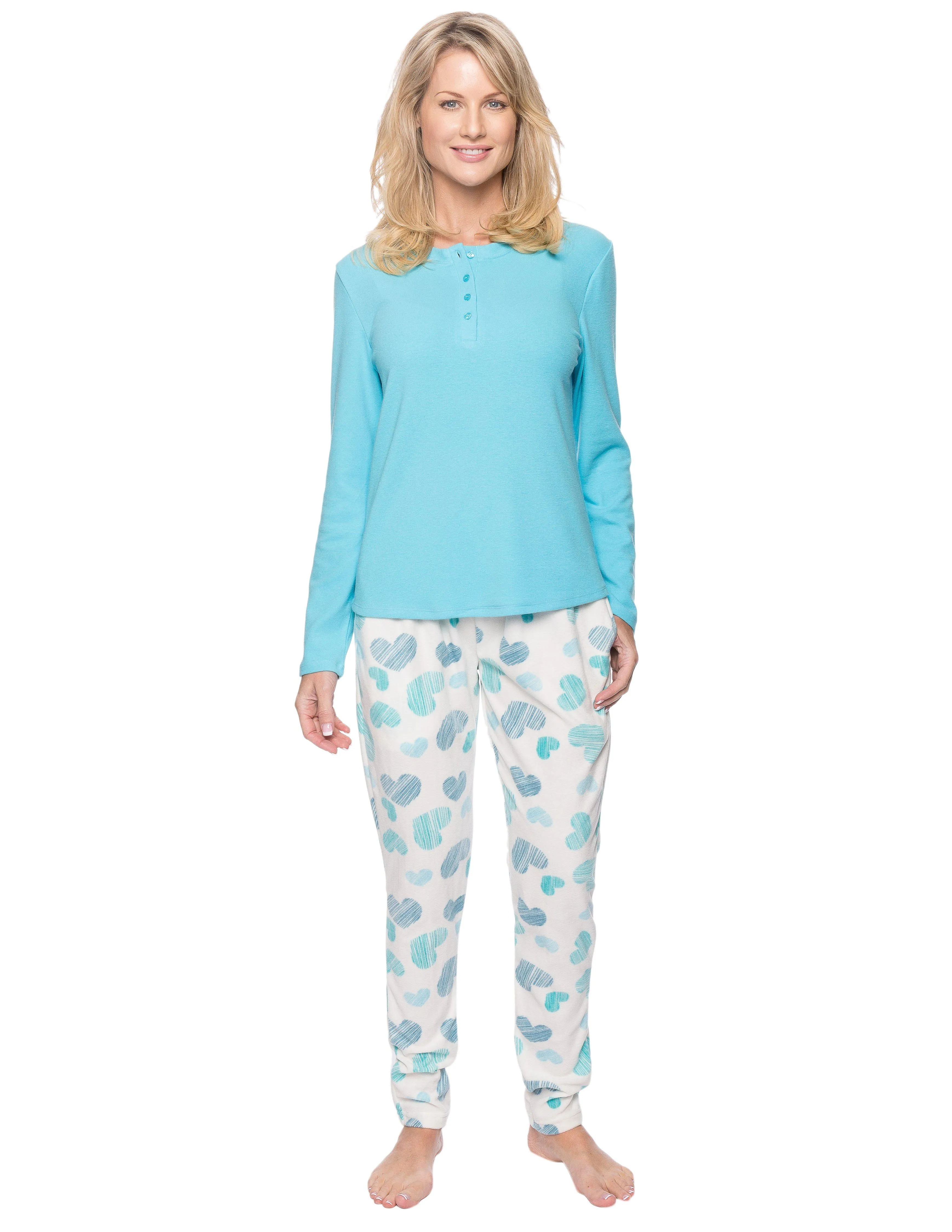 Womens Microfleece Lounge Set With Tapered Pants