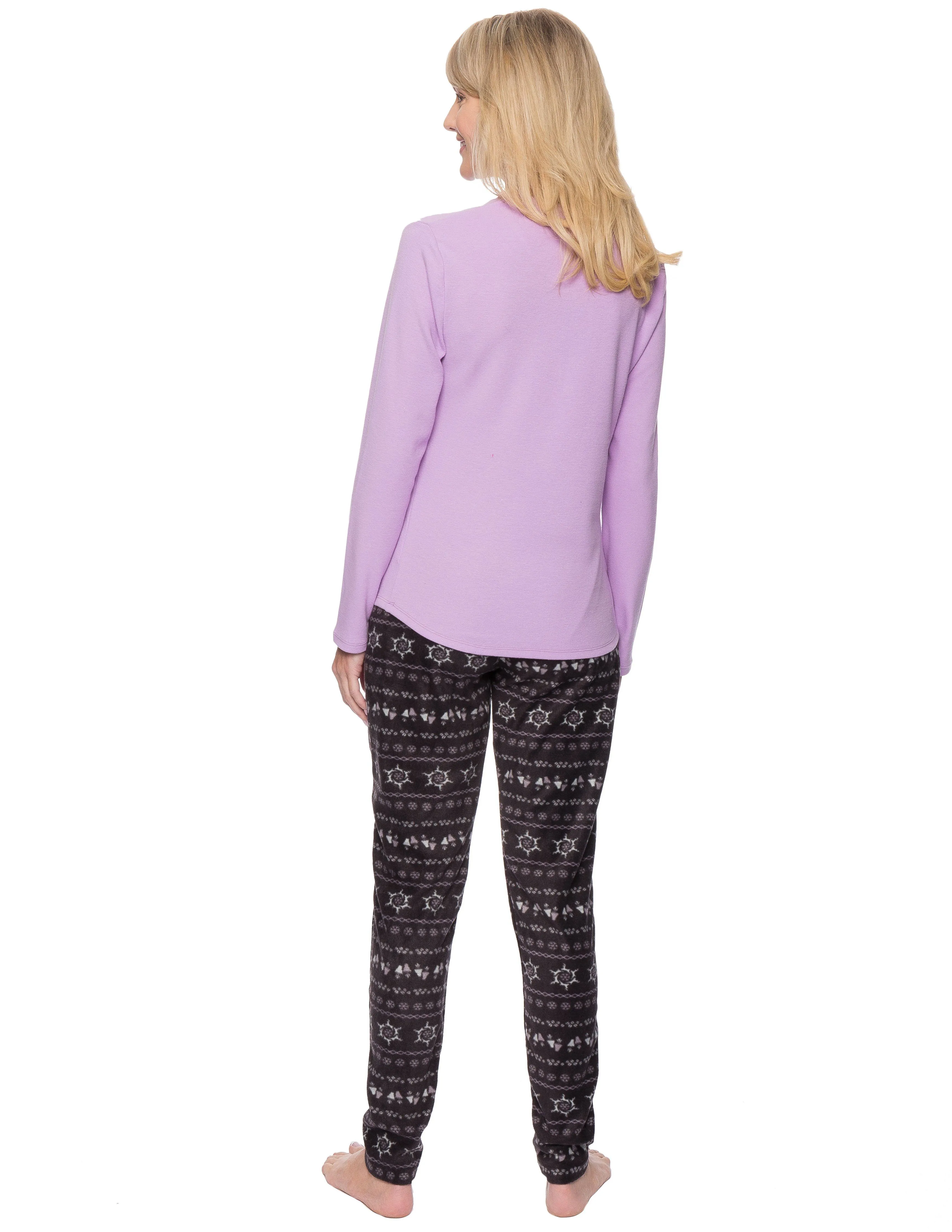 Womens Microfleece Lounge Set With Tapered Pants