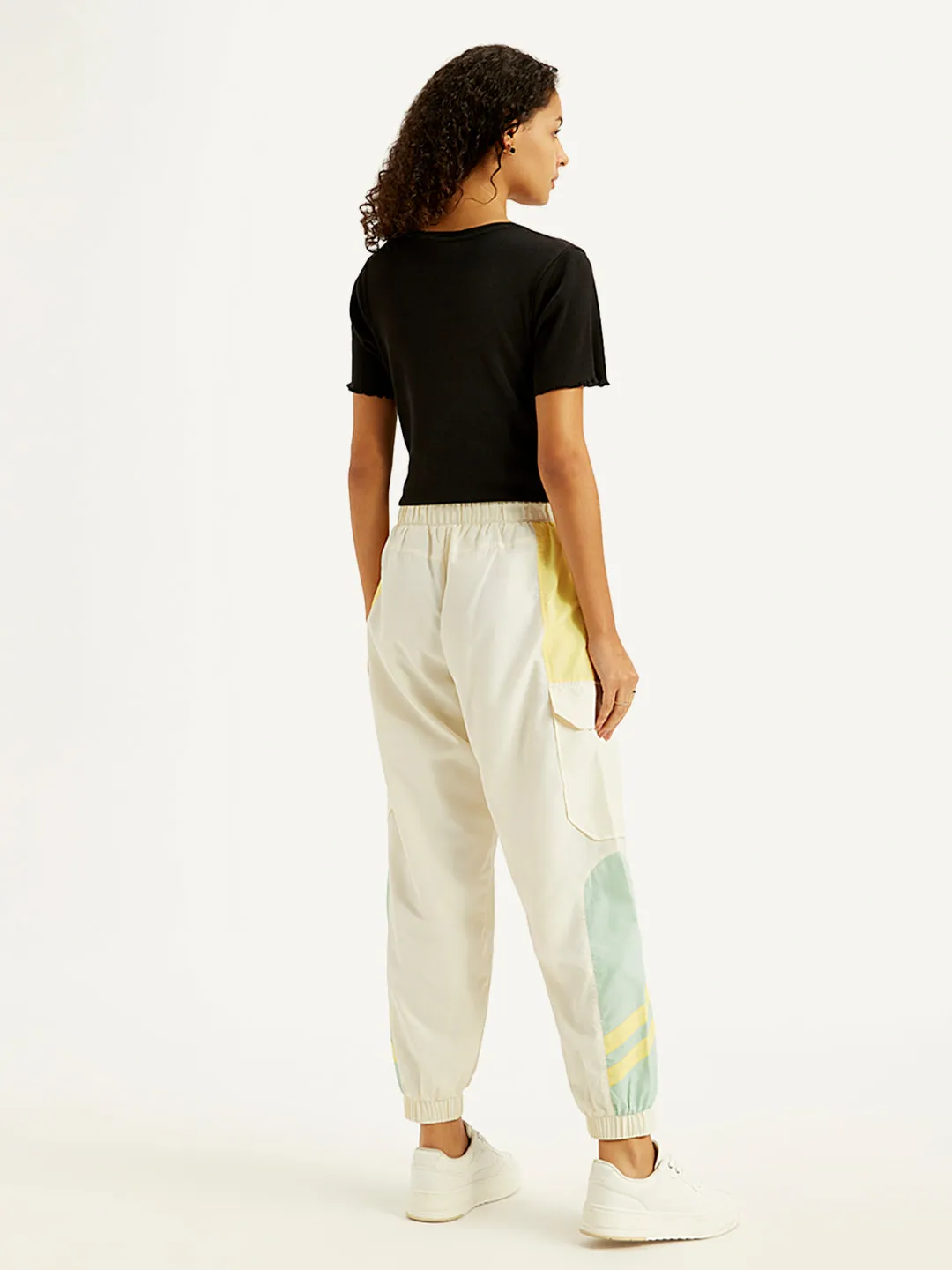 Women's Mid Rise White Track Pants