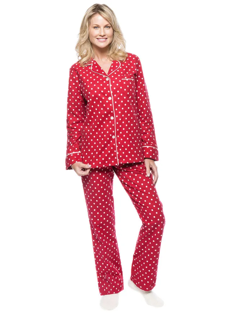 Womens Premium 100% Cotton Flannel Pajama Sleepwear Set