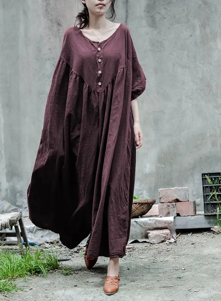 Women's Stylish Oversized Cotton and Linen Summer Dress