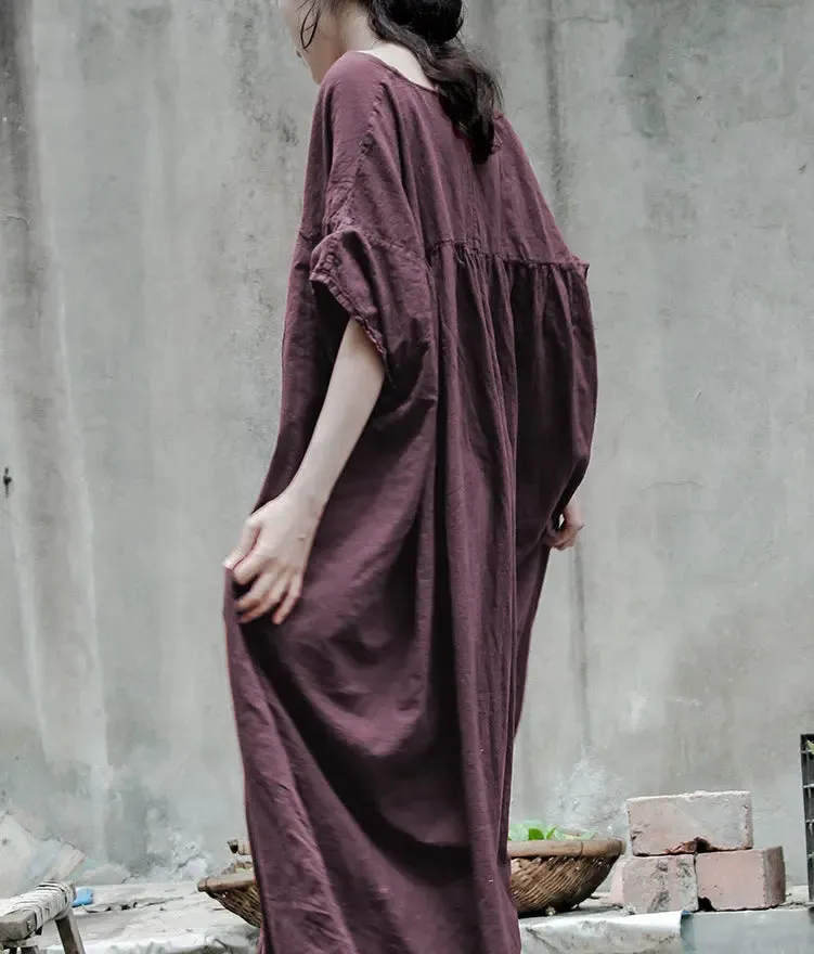 Women's Stylish Oversized Cotton and Linen Summer Dress