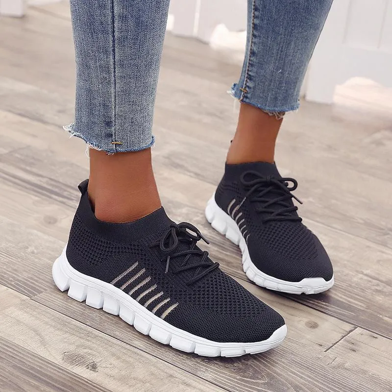 Women's tennis shoes Knitting sneakers breathable best shoes for walking