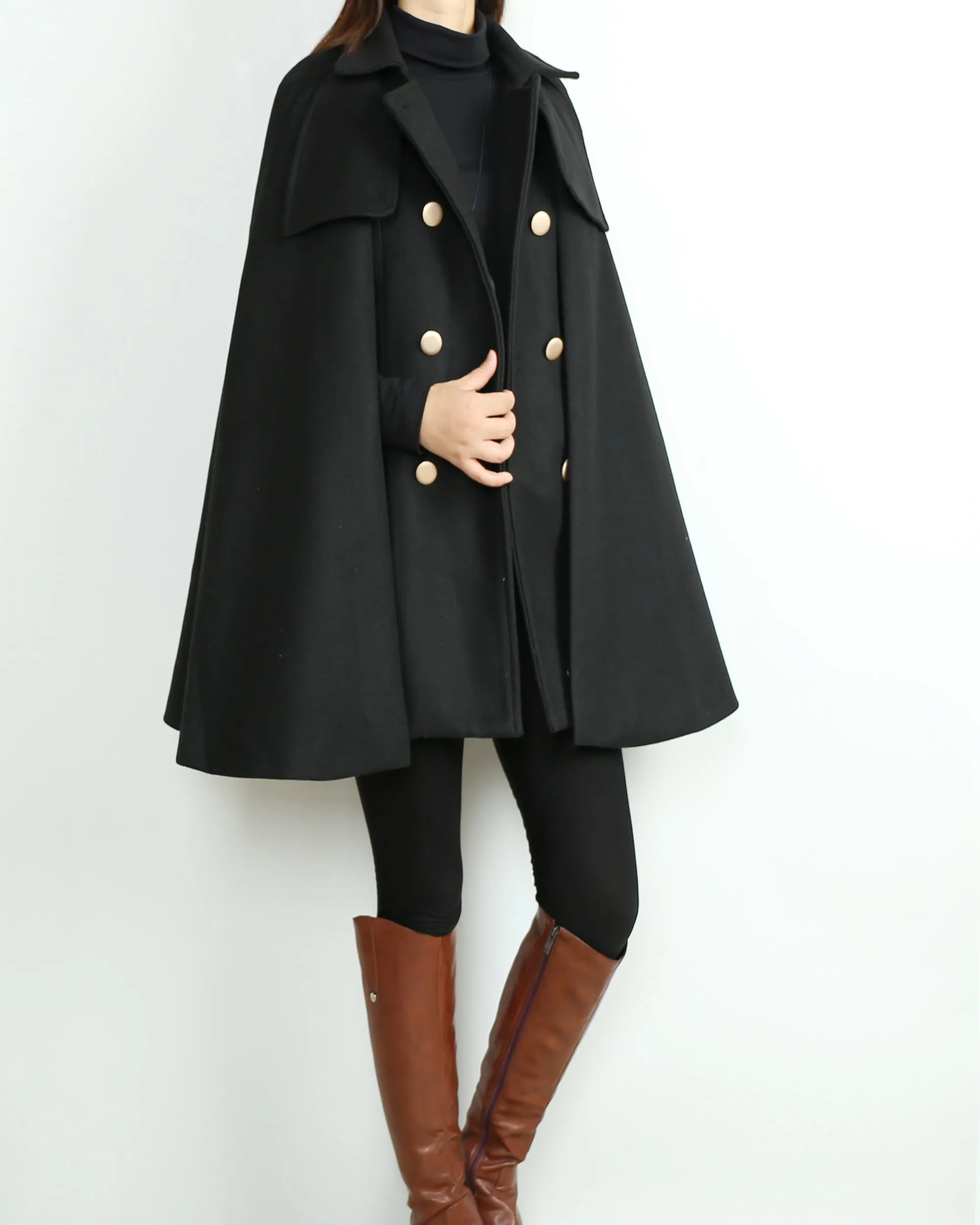 Women's woolen poncho/cashmere and woolen cape coat/cashmere jacket/Wool Coat/Cashmere Cape Wool Cloak(Y1760)