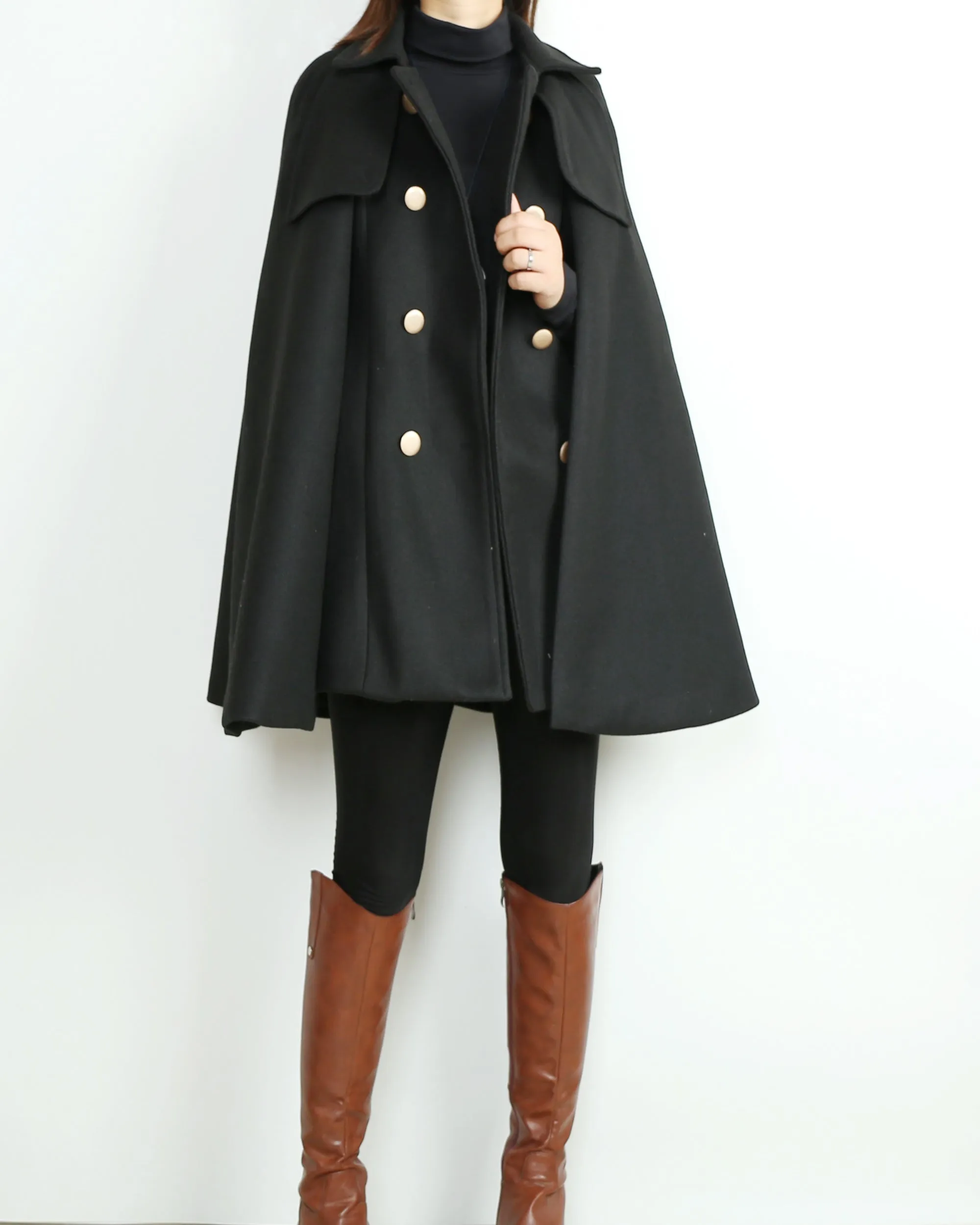 Women's woolen poncho/cashmere and woolen cape coat/cashmere jacket/Wool Coat/Cashmere Cape Wool Cloak(Y1760)