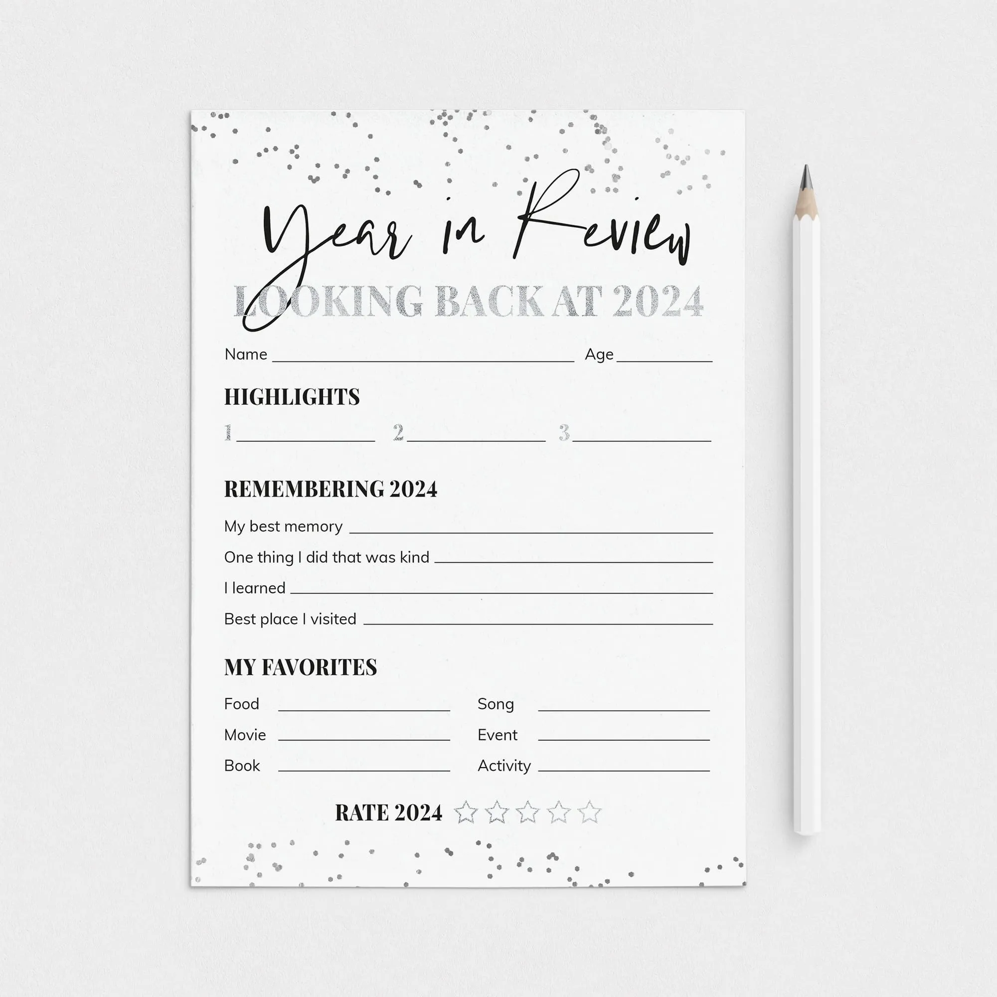 Year in Review Cards Printable