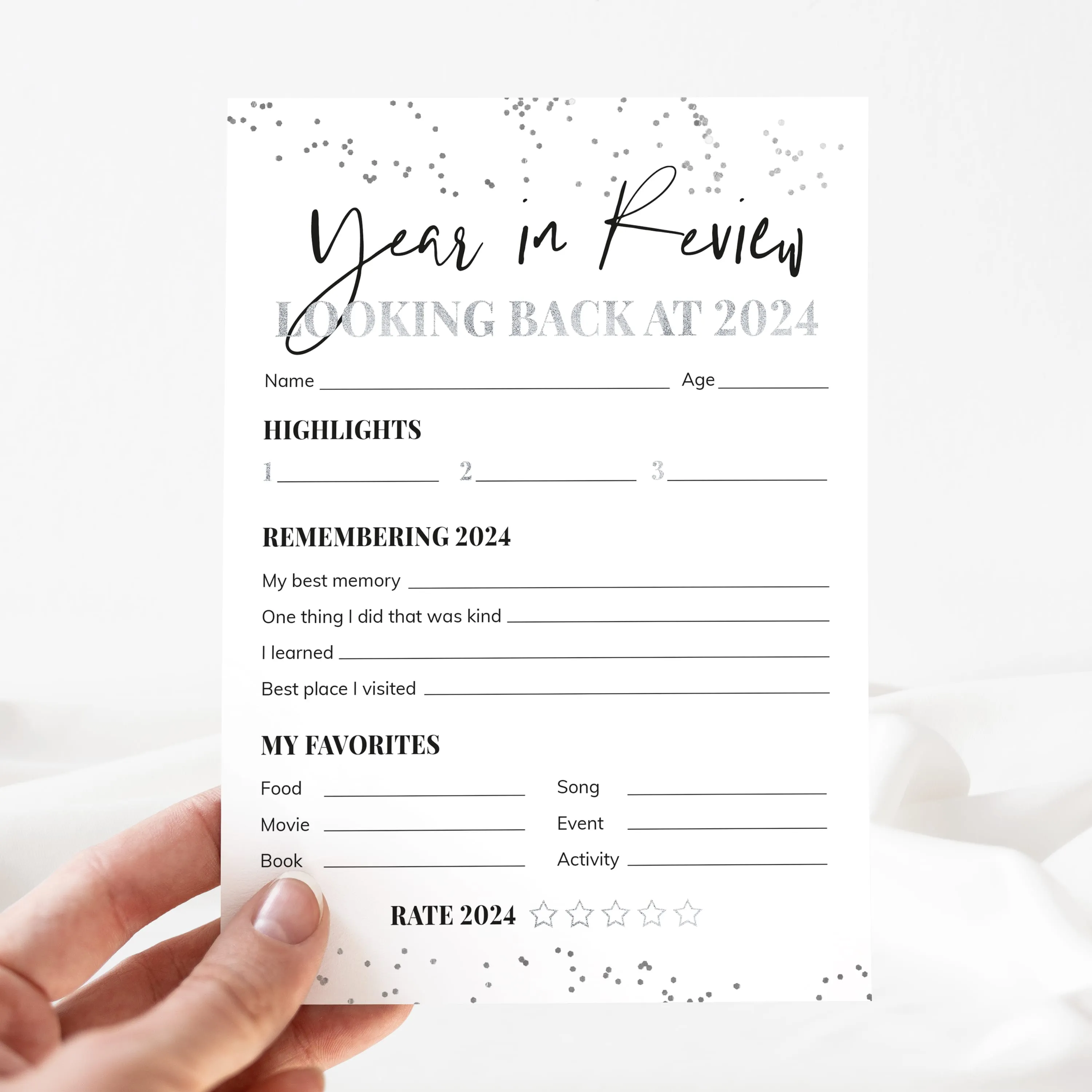 Year in Review Cards Printable