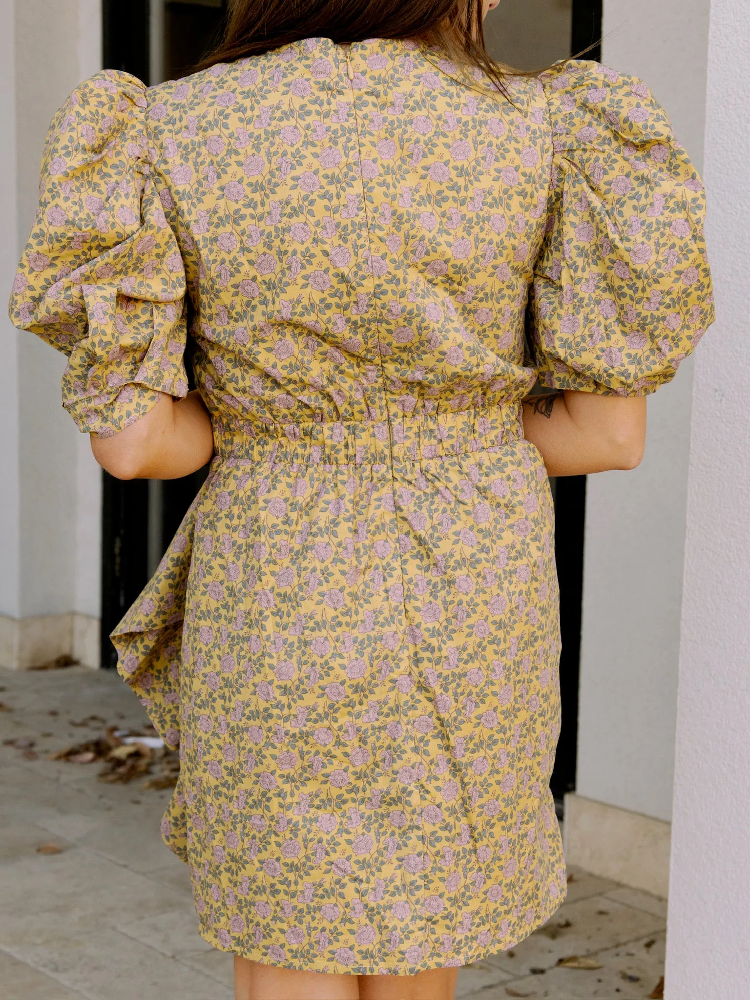 Yellow Floral Mini Dress