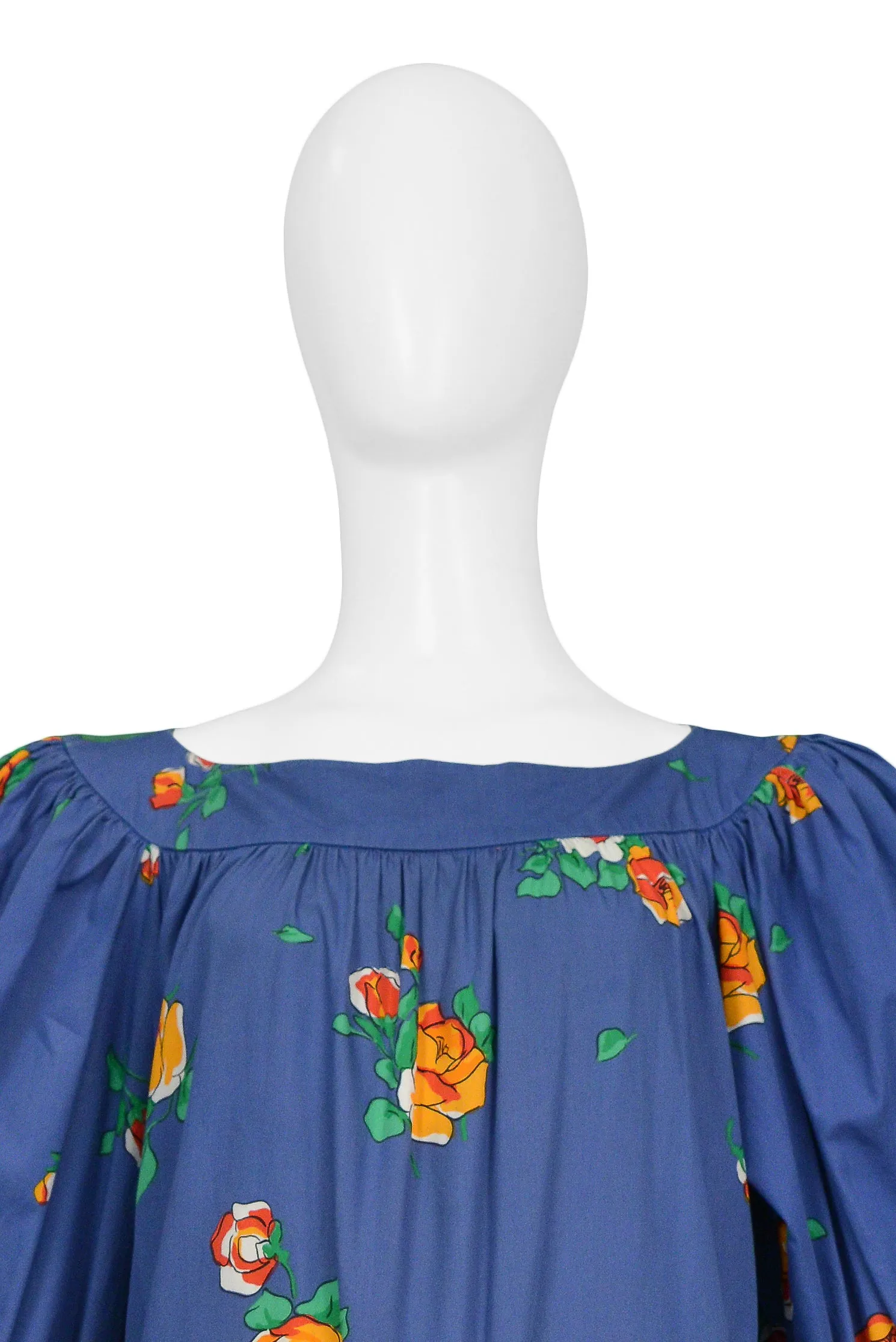 YVES SAINT LAURENT YSL BLUE FLORAL DROP DRESS