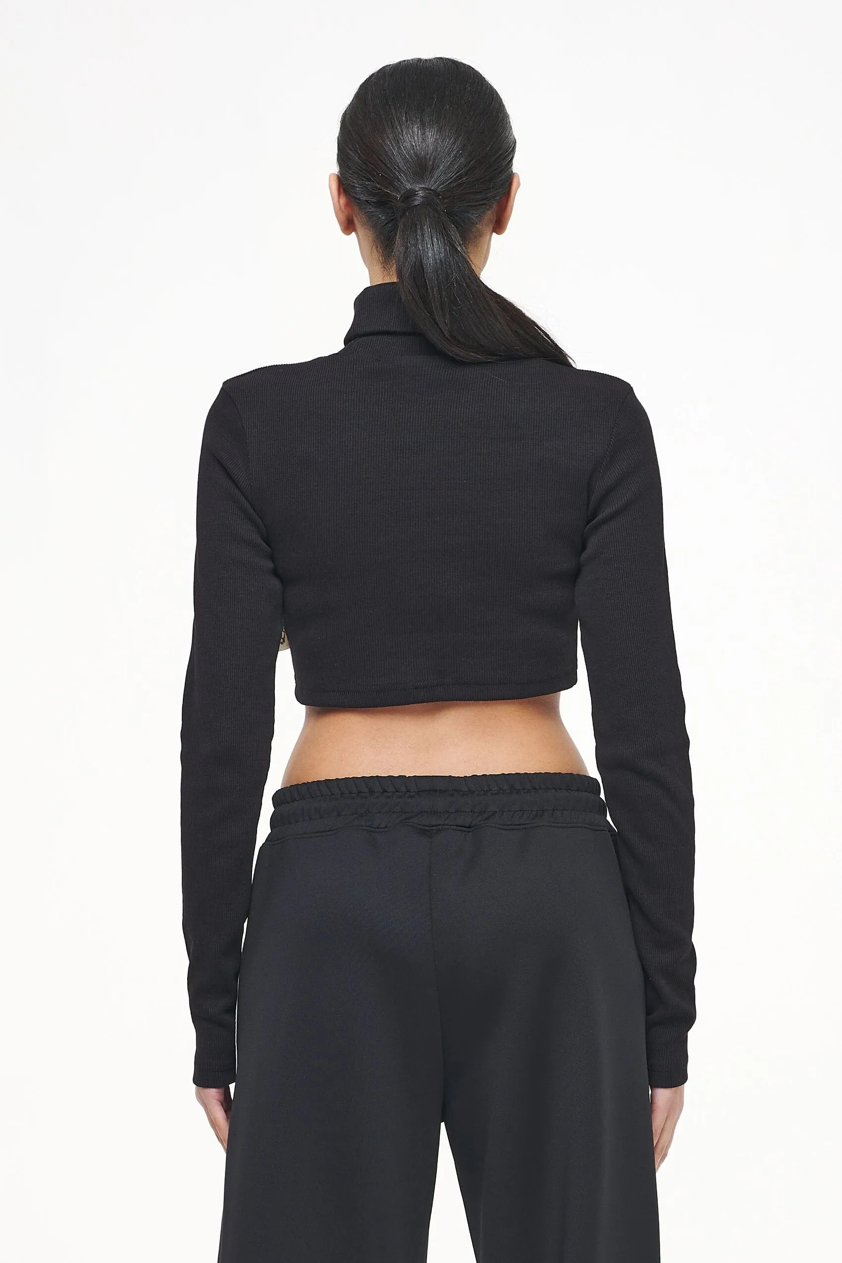 Zito Rib Cropped Turtleneck Longsleeve Black