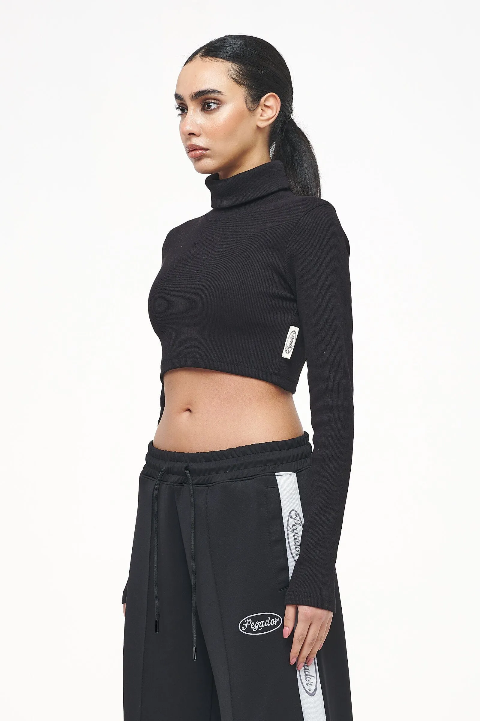 Zito Rib Cropped Turtleneck Longsleeve Black